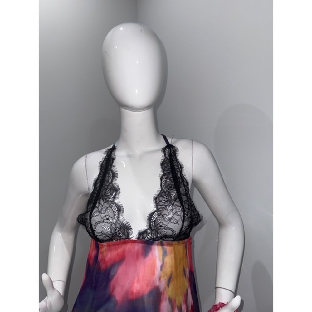 Micas Sheer Floral Lace Maxi Dress  Cotton Blend Plunge Mesh‎ Dress size M - Picture 4 of 12